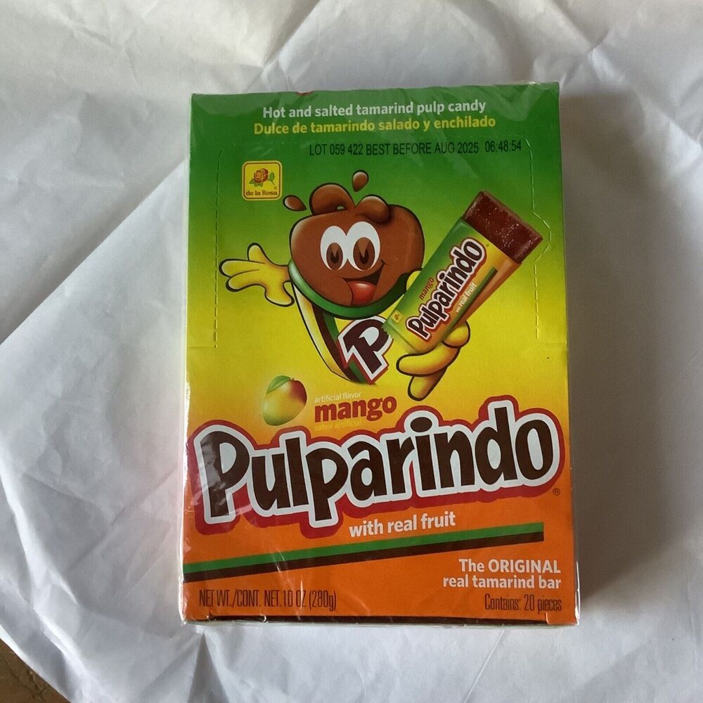 De La Rosa Pulparindo Mango Flavor Fruit Pulp Candy 20-pcs  10-oz box